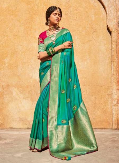 Teal Green Colour KIMORA SUNEHRI 17 Heavy Wedding Wear Silk Designer Latest Saree Collection 1428